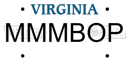 MMMBOP Virginia License Plate