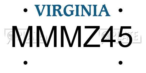MMMZ45 Virginia License Plate