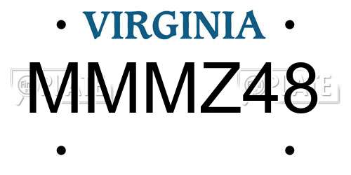 MMMZ48 Virginia License Plate