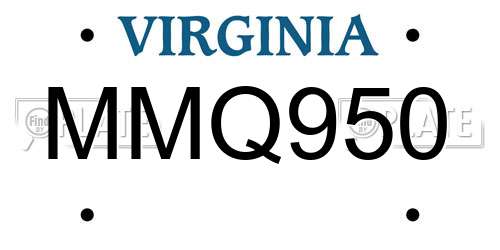 MMQ950 Virginia License Plate