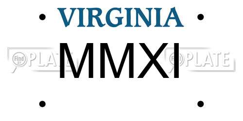 MMXI Virginia License Plate