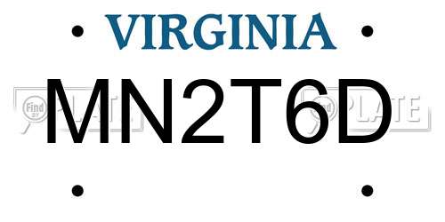 MN2T6D Virginia License Plate