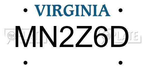 MN2Z6D Virginia License Plate