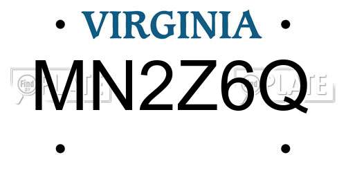 MN2Z6Q Virginia License Plate