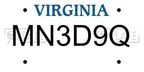MN3D9Q Virginia License Plate
