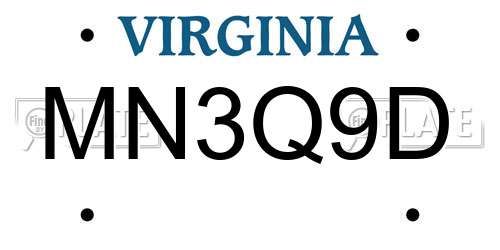 MN3Q9D Virginia License Plate