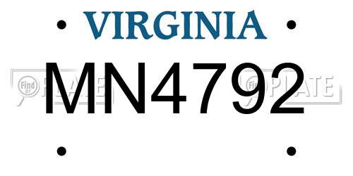 MN4792 Virginia License Plate