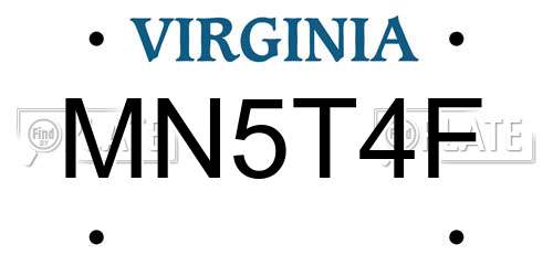 MN5T4F Virginia License Plate