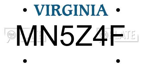 MN5Z4F Virginia License Plate