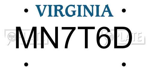 MN7T6D Virginia License Plate