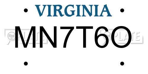 MN7T6O Virginia License Plate