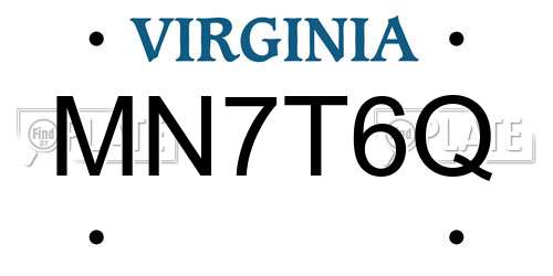 MN7T6Q Virginia License Plate