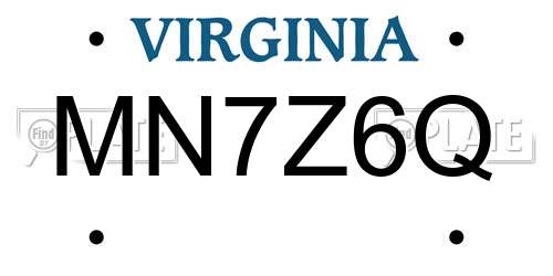 MN7Z6Q Virginia License Plate