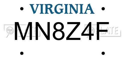 MN8Z4F Virginia License Plate
