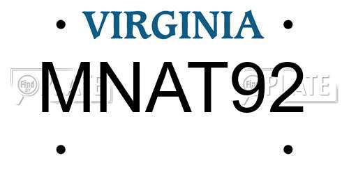 MNAT92 Virginia License Plate