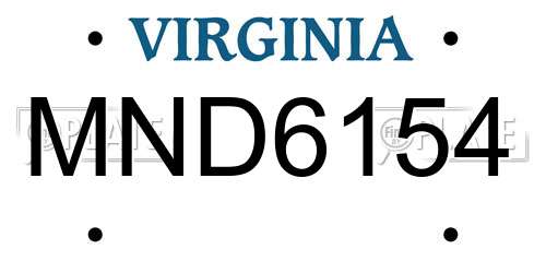 MND6154 Virginia License Plate