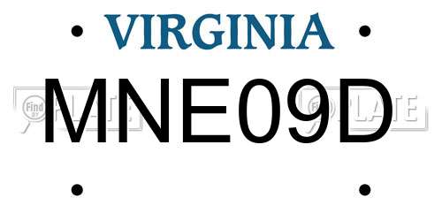 MNE09D Virginia License Plate