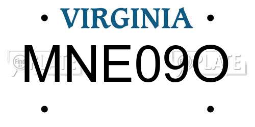 MNE09O Virginia License Plate