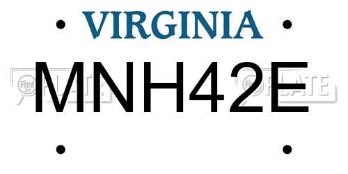 MNH42E Virginia License Plate