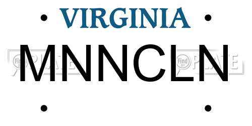 MNNCLN Virginia License Plate