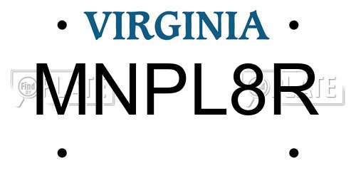 MNPL8R Virginia License Plate