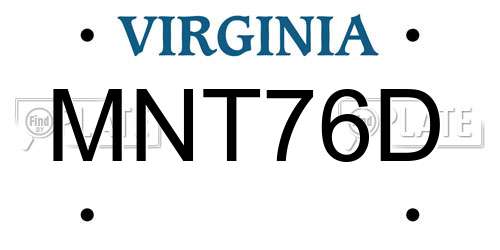 MNT76D Virginia License Plate