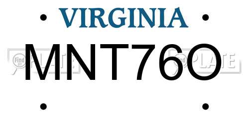 MNT76O Virginia License Plate