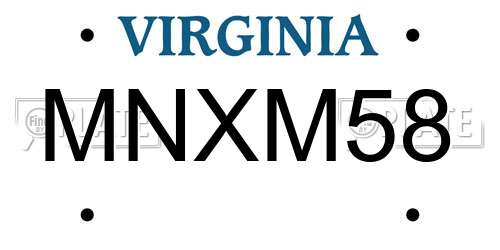 MNXM58 Virginia License Plate