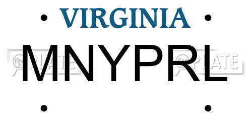 MNYPRL Virginia License Plate