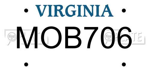 MOB706 Virginia License Plate