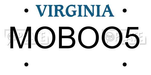 MOBOO5 Virginia License Plate