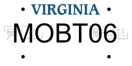 MOBT06 Virginia License Plate