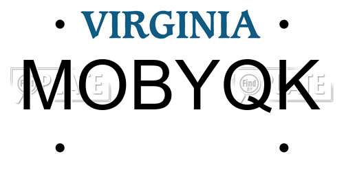MOBYQK Virginia License Plate