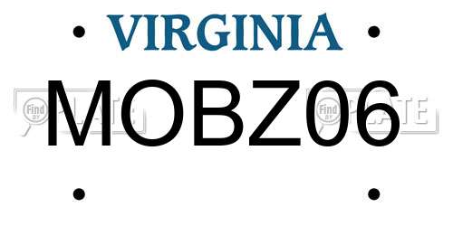MOBZ06 Virginia License Plate