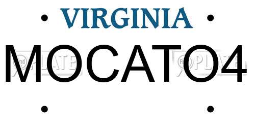 MOCATO4 Virginia License Plate