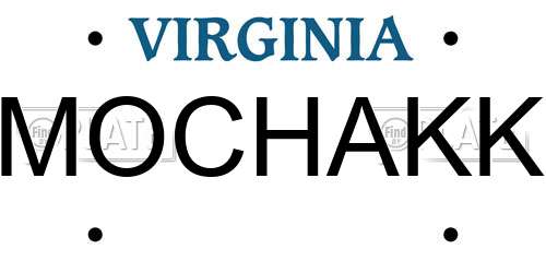 MOCHAKK Virginia License Plate