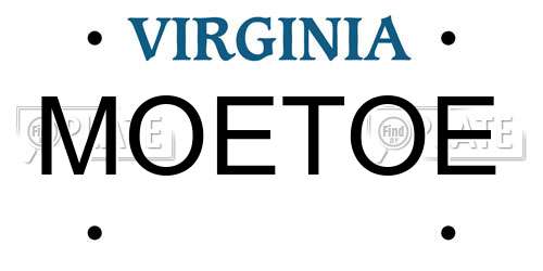 MOETOE Virginia License Plate