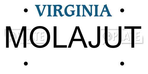 MOLAJUT Virginia License Plate