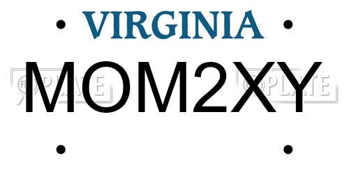MOM2XY Virginia License Plate