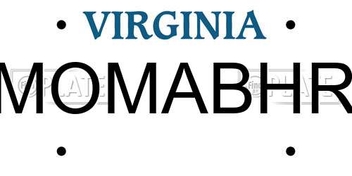 MOMABHR Virginia License Plate
