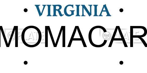 MOMACAR Virginia License Plate