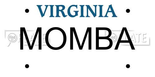 MOMBA Virginia License Plate