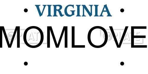 MOMLOVE Virginia License Plate