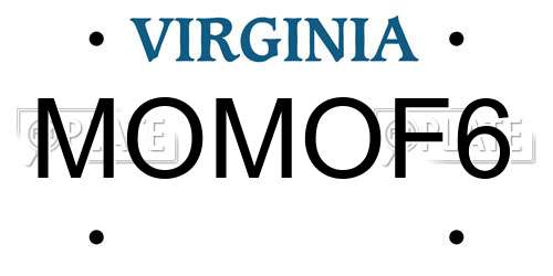 MOMOF6 Virginia License Plate