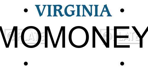 MOMONEY Virginia License Plate