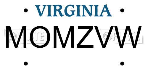 MOMZVW Virginia License Plate