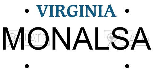 MONALSA Virginia License Plate