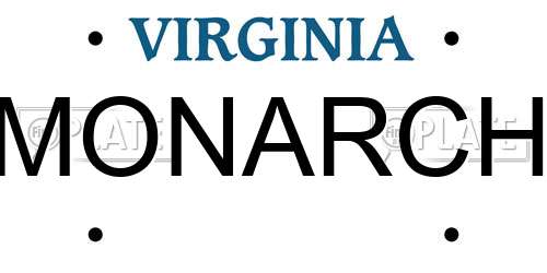 MONARCH Virginia License Plate