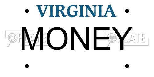 MONEY Virginia License Plate