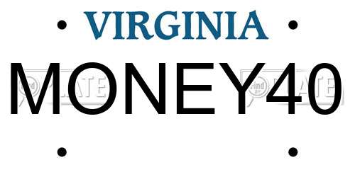 MONEY40 Virginia License Plate